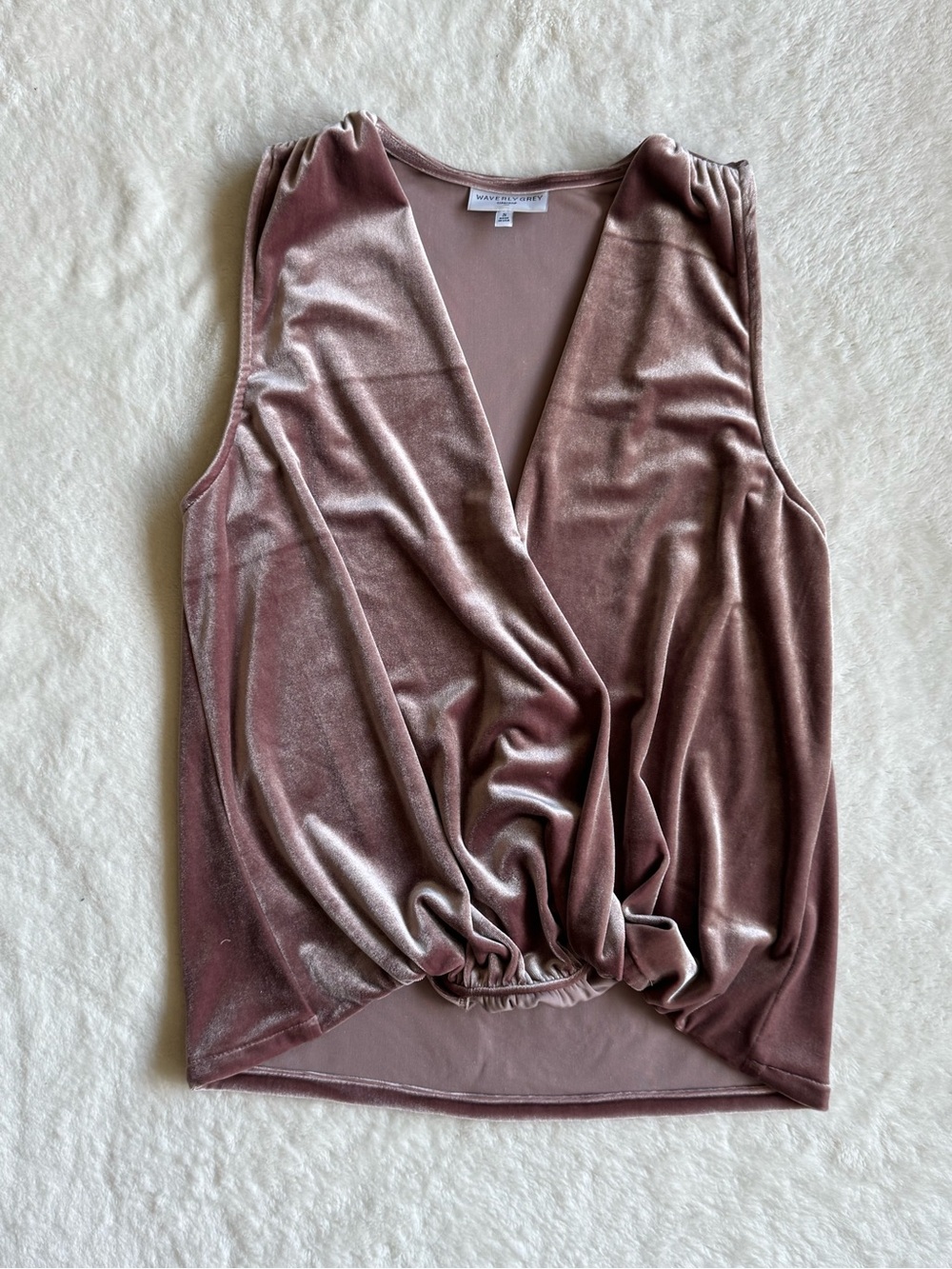 Waverly Grey Liberant Mauve Velvet Wrap Front Sleeveless Top S